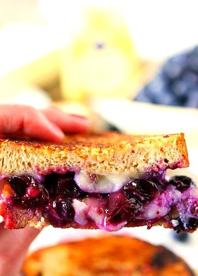 Blueberry, brie & lemon curd grilled cheese