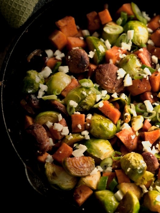 (via Turkey Sausage Skillet with Brussel Sprouts and Sweet Potatoes Primavera Kitchen)